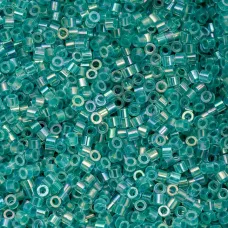 Transparent Teal Caribbean AB Cylin Beads, 25gm bulk bag