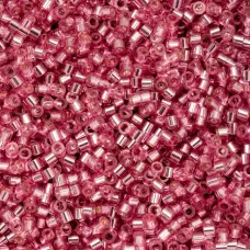 Dark Pink Rose Silver Lined Cylin Beads, 25gm bulk bag