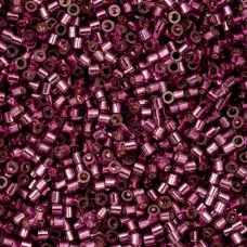 Raspberry Silver Lined Cylin Beads, 25gm bulk bag