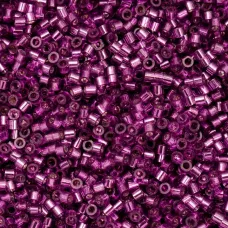 Magenta Silver Lined Cylin Beads, 25gm bulk bag