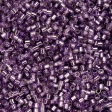 Purple Silver Lined Cylin Beads, 25gm bulk bag