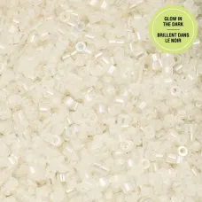 Glow in Dark AB - White to Green Cylin Beads, 25gm bulk bag