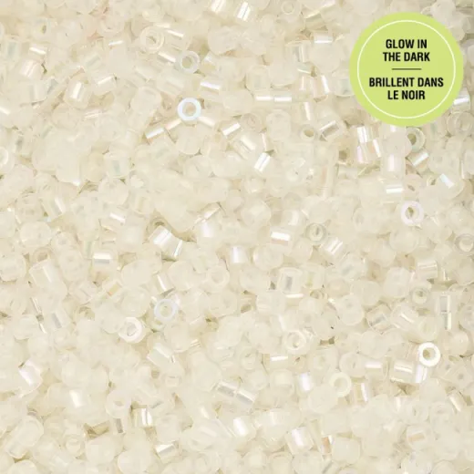 Glow in Dark AB - White to Green Cylin Beads, 5g appx. Glow in Dark AB - White to Green Cylin Beads, 5g appx.