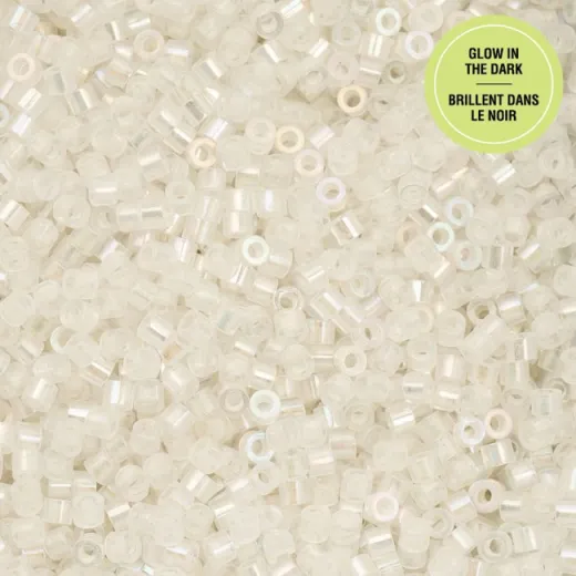 Glow in Dark AB - White to Turquoise Cylin Beads, 5g appx. Glow in Dark AB - White to Turquoise Cylin Beads, 5g appx.