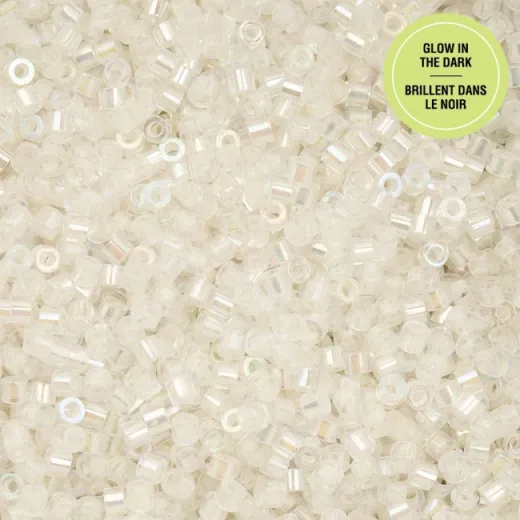 Glow in Dark AB - White to Sky Cylin Beads, 5g appx. Glow in Dark AB - White to Sky Cylin Beads, 5g appx.