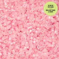 Glow in Dark AB - Pink Cylin Beads, 25gm bulk bag