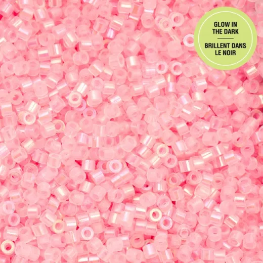 Glow in Dark AB - Pink Neon Cylin Beads, 5g appx. Glow in Dark AB - Pink Neon Cylin Beads, 5g appx.