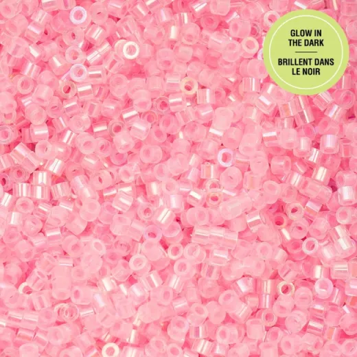 Glow in Dark AB - Rose Cylin Beads, 5g appx. Glow in Dark AB - Rose Cylin Beads, 5g appx.