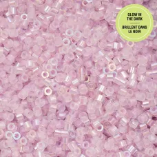 Glow in Dark AB - Violet Cylin Beads, 25gm bulk bag
