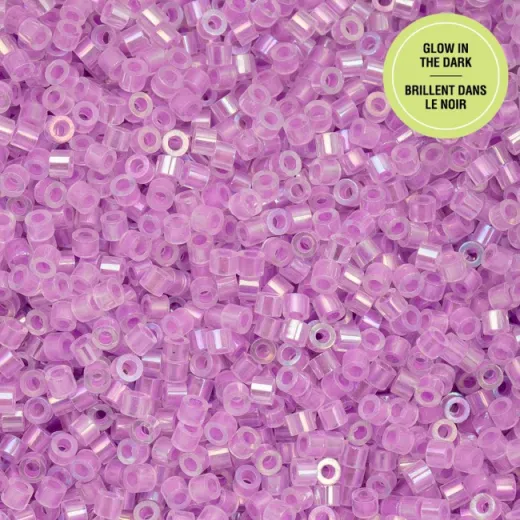 Glow in Dark AB - Purple Cylin Beads, 5g appx. Glow in Dark AB - Purple Cylin Beads, 5g appx.