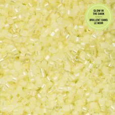 Glow in Dark AB - Yellow Cylin Beads, 25gm bulk bag