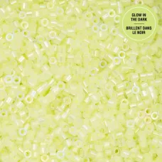 Glow in Dark AB - Yellow Neon Cylin Beads, 25gm bulk bag