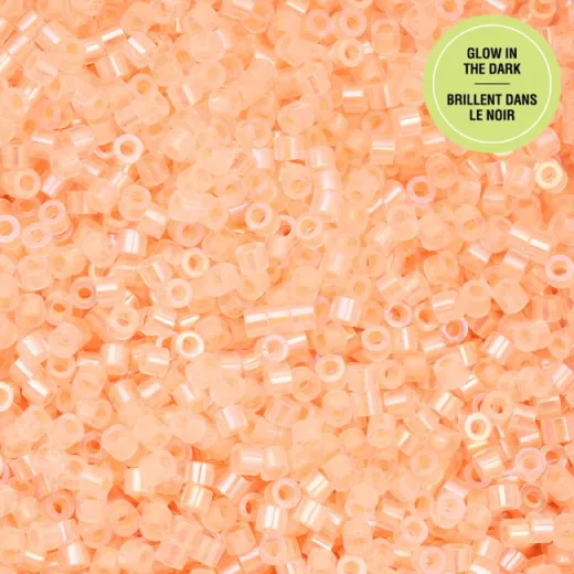 Glow in Dark AB - Orange Cylin Beads, 5g appx.
