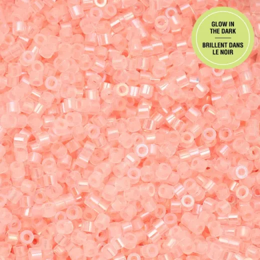 Glow in Dark AB - Coral Cylin Beads, 5g appx. Glow in Dark AB - Coral Cylin Beads, 5g appx.