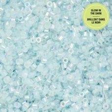 Glow in Dark AB - Sky Cylin Beads, 25gm bulk bag