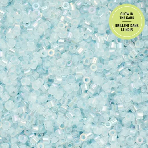 Glow in Dark AB - Sky Cylin Beads, 5g appx. Glow in Dark AB - Sky Cylin Beads, 5g appx.