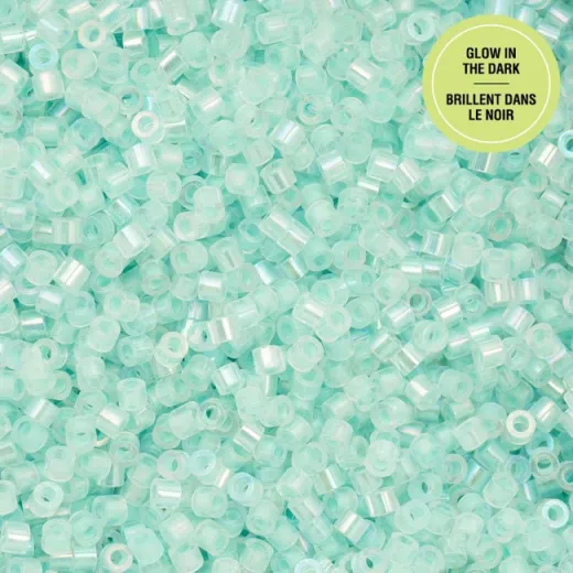 Glow in Dark AB - Turquoise Cylin Beads, 5g appx.