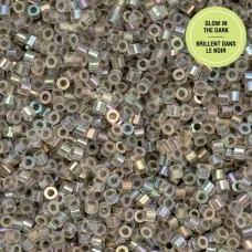 Glow in Dark AB - Grey Cylin Beads, 25gm bulk bag