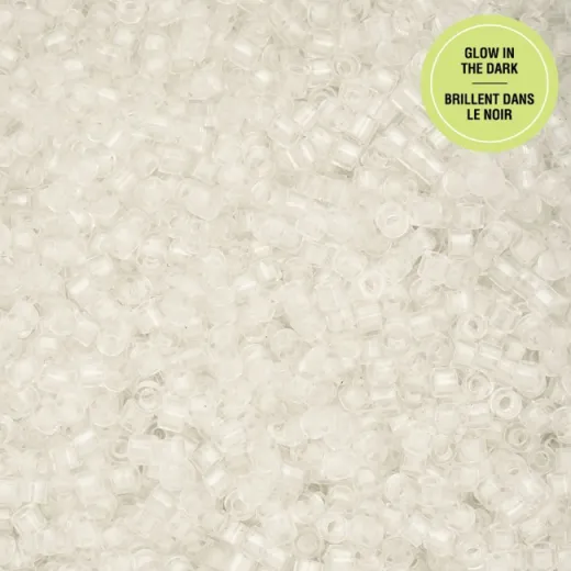 Glow in Dark - White to Sky Cylin Beads, 5g appx. Glow in Dark - White to Sky Cylin Beads, 5g appx.