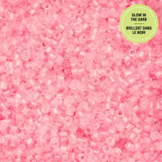 Glow in Dark - Pink Neon Cylin Beads, 25gm bulk bag