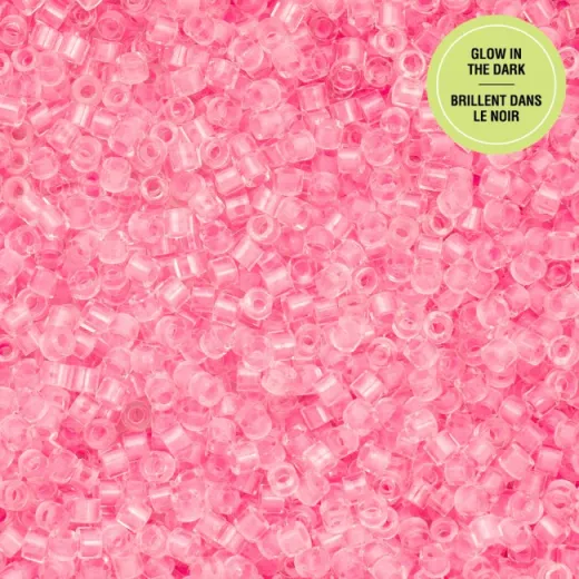 Glow in Dark - Rose Cylin Beads, 5g appx. Glow in Dark - Rose Cylin Beads, 5g appx.