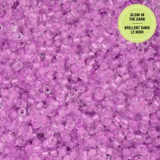 Glow in Dark - Purple Cylin Beads, 25gm bulk bag