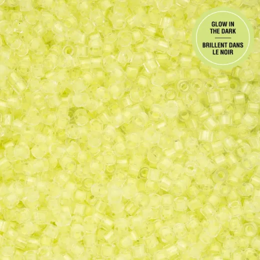 Glow in Dark - Yellow Neon Cylin Beads, 5g appx. Glow in Dark - Yellow Neon Cylin Beads, 5g appx.
