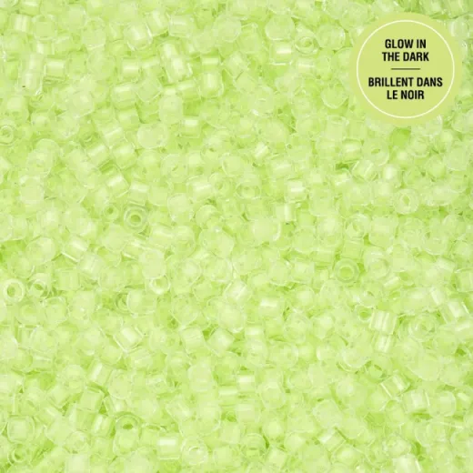 Glow in Dark - Light Green Cylin Beads, 5g appx. Glow in Dark - Light Green Cylin Beads, 5g appx.