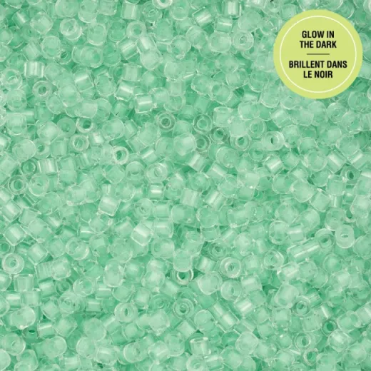 Glow in Dark - Green Cylin Beads, 5g appx.