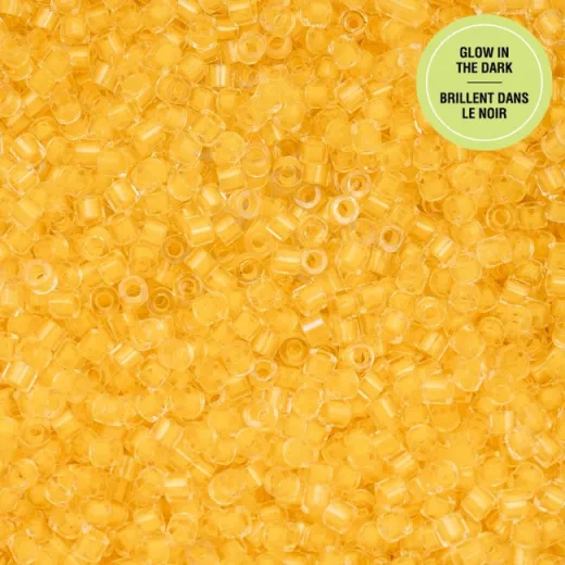 Glow in Dark - Gold Yellow Cylin Beads, 5g appx. Glow in Dark - Gold Yellow Cylin Beads, 5g appx.