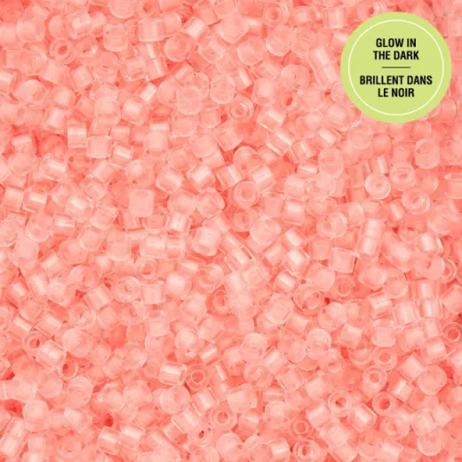 Glow in Dark - Coral Cylin Beads, 5g appx. Glow in Dark - Coral Cylin Beads, 5g appx.