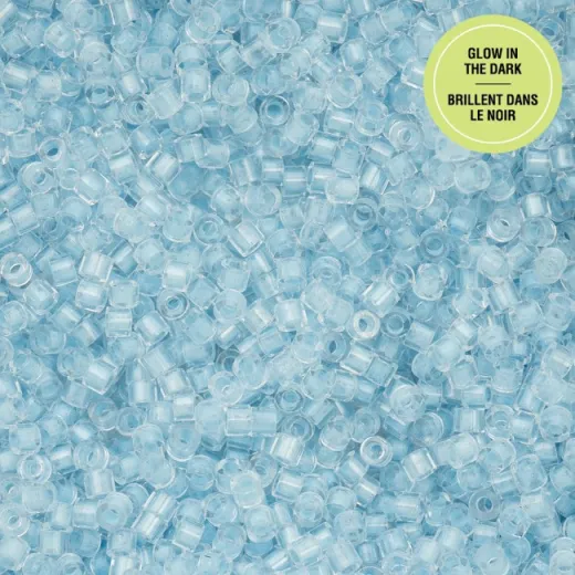 Glow in Dark - Blue Cylin Beads, 5g appx. Glow in Dark - Blue Cylin Beads, 5g appx.