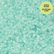 Glow in Dark - Turquoise Cylin Beads, 25gm bulk bag