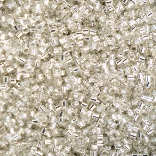 Crystal Silver Lined Cylin Beads, 5g appx. Crystal Silver Lined Cylin Beads, 5g appx.