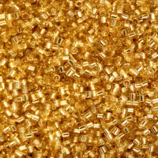 Gold Silver Lined Cylin Beads, 25gm bulk bag