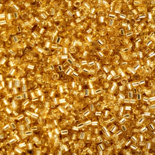 Gold Silver Lined Cylin Beads, 5g appx. Gold Silver Lined Cylin Beads, 5g appx.