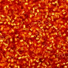 Orange Silver Lined Cylin Beads, 25gm bulk bag