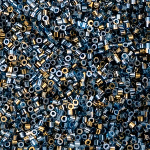 Gilded Halo Dark Sapphire Cylin Beads, 5g appx. Gilded Halo Dark Sapphire Cylin Beads, 5g appx.