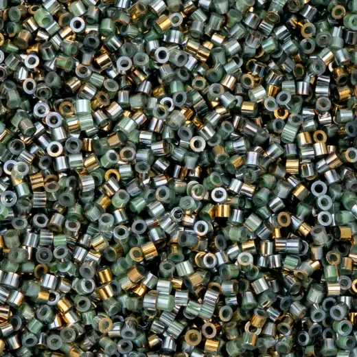 Gilded Halo Teal Caribbean Cylin Beads, 5g appx. Gilded Halo Teal Caribbean Cylin Beads, 5g appx.