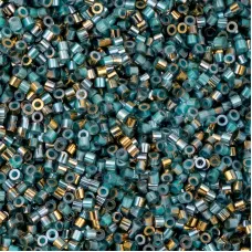 Gilded Halo Frosted Blue Cylin Beads, 25gm bulk bag