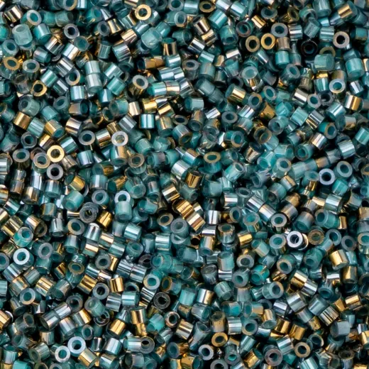 Gilded Halo Frosted Blue Cylin Beads, 5g appx. Gilded Halo Frosted Blue Cylin Beads, 5g appx.