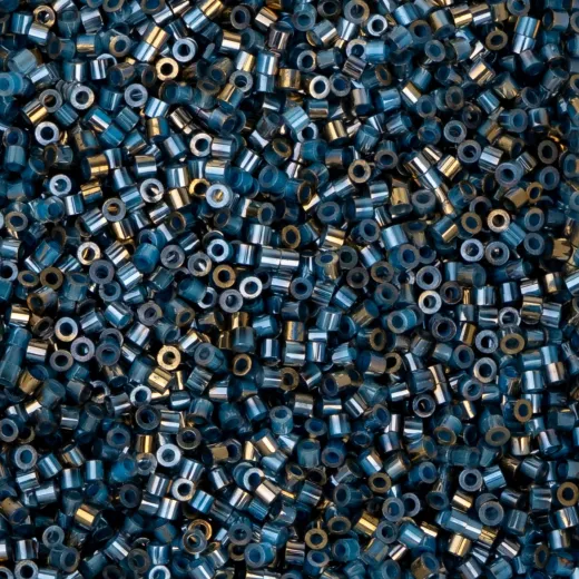 Gilded Halo Blue Flame Cylin Beads, 5g appx. Gilded Halo Blue Flame Cylin Beads, 5g appx.