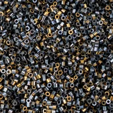 Gilded Halo Gunmetal Cylin Beads, 25gm bulk bag