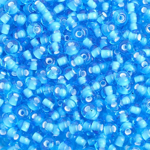 White Colour Lined Aqua, Size 6/0, 22g White Colour Lined Aqua, Size 6/0, 22g