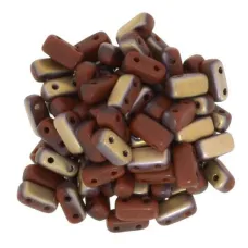 Matte Apollo Umber 2-Hole Brick Bead - 3 x 6mm - Pack of 50 Matte Apollo Umber 2-Hole Brick Bead - 3 x 6mm - Pack of 50