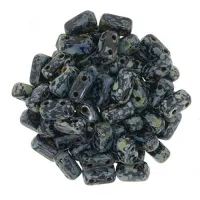 Jet Picasso 2-Hole Brick Bead - 3 x 6mm - Pack of 50 Jet Picasso 2-Hole Brick Bead - 3 x 6mm - Pack of 50