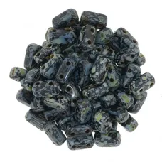 Jet Picasso 2-Hole Brick Bead - 3 x 6mm - Pack of 50 Jet Picasso 2-Hole Brick Bead - 3 x 6mm - Pack of 50