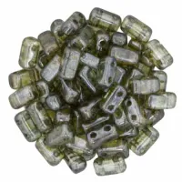 Luster Transparent Green 2-Hole Brick Bead - 3 x 6mm - Pack of 50 Luster Transparent Green 2-Hole Brick Bead - 3 x 6mm - Pack of 50