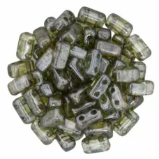 Luster Transparent Green 2-Hole Brick Bead - 3 x 6mm - Pack of 50 Luster Transparent Green 2-Hole Brick Bead - 3 x 6mm - Pack of 50