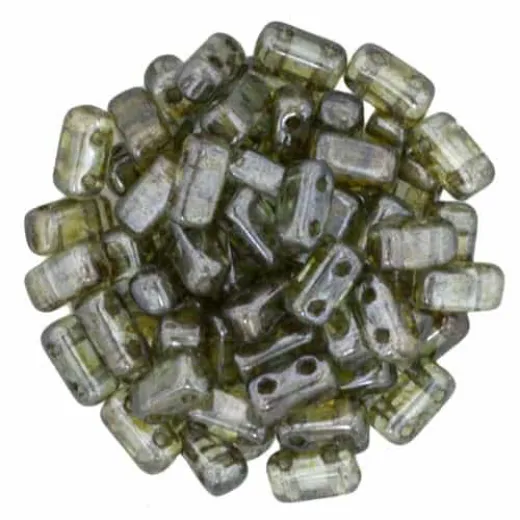 Luster Transparent Green 2-Hole Brick Bead - 3 x 6mm - Pack of 50 Luster Transparent Green 2-Hole Brick Bead - 3 x 6mm - Pack of 50